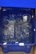 Box of assorted pint glasses