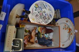 Mixed Lot: Plastic nativity set, desk stand, stereoscopic viewer, music boxes etc