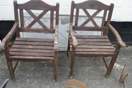 Pair of wooden garden chairs