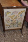 Oak framed needlework fire screen