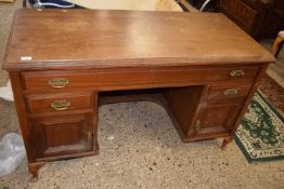 Late Victorian American walnut twin pedestal desk or dressing table, 130cm wide