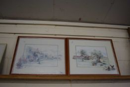 Glenda Rae, two coloured prints rural scenes