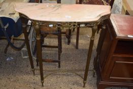 Metal framed and marbled topped hall table, 78cm wide