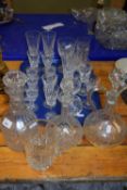 Tray of various drinking glasses plus further decanters