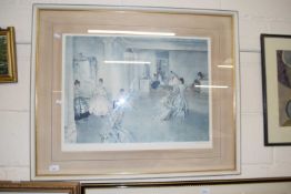 Willliam Russell Flint, coloured print, ballroom scene, framed and glazed