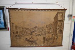 Large 20th Century tapestry panel decorated with a scene Of Venice