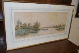 R W Fraser, study of a river scene, watercolour, framed and glazed
