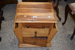 Modern mango wood four drawer lamp table with magazine storage to sides