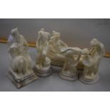 Group of five reproduction marble and polished stone Grecian style figures