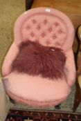 Victorian pink upholstered button back nursing chair