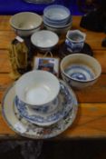 Mixed Lot: Various blue and white bowls, plates, figures etc
