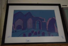 Contemporary school abstract study of ruins, framed and glazed