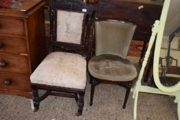 Victorian gothic carved side chair together with one other (2)