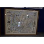 Reproduction coloured map The Kingdom of Scotland