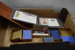 Playing cards, first day book covers and ww2 cased womans volunteer medal