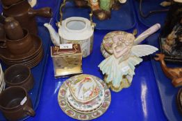 Mixed Lot: Wedgwood Spirit of Spring figure, small mantel clock, continental gilt decorated