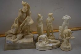Collection of reproduction Roman style marble figures