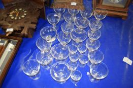 Collection of clear drinking glasses