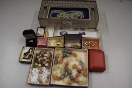 Box of various cased costume jewellery