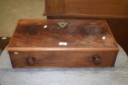 Mahogany single drawer cabinet, formerly the base section of travelling beam scales
