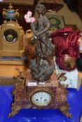 19th Century French marble cased mantel clock with bronze Spelter figural mount