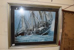 Photographic print of a sinking ship, framed and glazed