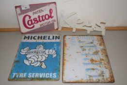 Mixed Lot: Reproduction metal signs and a key hanger