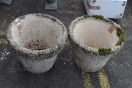 Pair of concrete plant pots, 50cm diameter