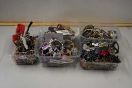 Five small boxes of various assorted costume jewellery