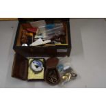 Small inlaid box containing various match boxes, cufflinks etc