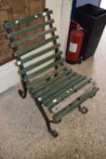 Victorian wrought iron wooden slatted garden chair