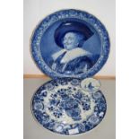 Two modern Delft wall charges together with a further similar small dish (3)