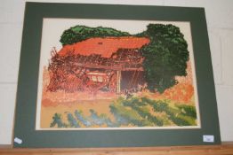 H J Jackson - Derelict - coloured print, mounted but not framed