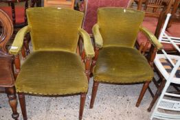 Pair of 20th Century green upholstered armchairs
