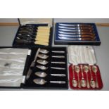 Collection of various cased cutlery