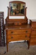 Edwardian oak three drawer dressing chest, 84cm wide
