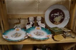 Mixed Lot: Staffordshire dogs, dressing table items, decorated plates etc