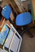 Blue office chair and a folding deckchair (2)