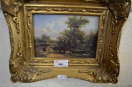Reproduction oil in gilt painted frame