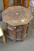 A Sananpur Indian carved octagonal side table
