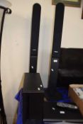 Pair of Samsung freestanding speakers and a Samsung subwoofer (3)