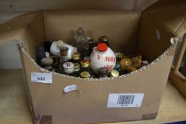 One box various miniature bottles of spirits