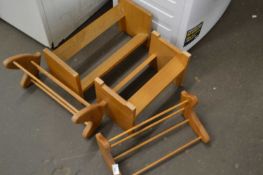 Two pairs of book/shoe racks