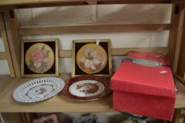 Mixed Lot: Floral pictures, decorated plates and a collectors doll