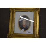 Miniature oval portrait of a military figure set in gilt frame