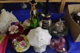 Mixed Lot: Various porcelain flowers, assorted glass wares, ornaments etc