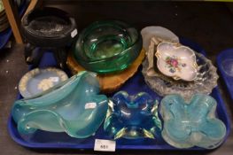Mixed quantity of glass ashtrays and other items