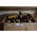 One box of various assorted miniature bottles of spirits and others