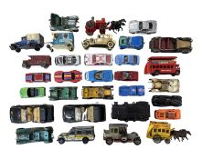 A mixed lot of various play-worn die-cast toy cars, to include: - Bburago - Matchbox - Corgi -