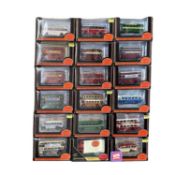 A collection of various boxed Exclusive First Editions die-cast buses, including Premier Travel,